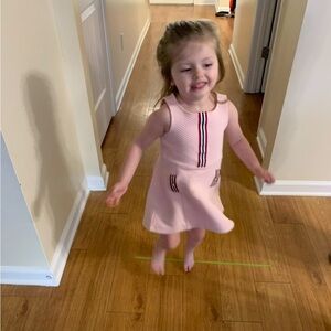 Janie and Jack Pink Quilted Dress with Striped Accents